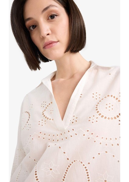 Regular Fit Brode Plaj Gömleği-Fall in Love E0598AX25SM