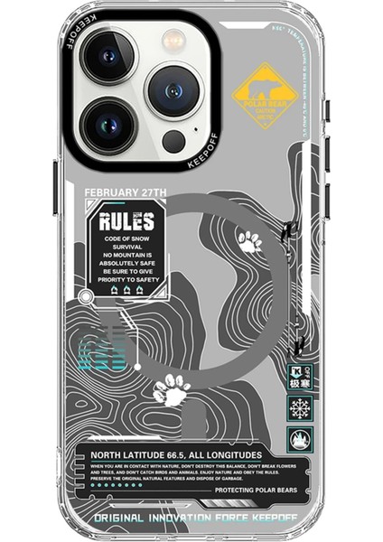 Keep Off iPhone 15 Pro Max Map Magsafe Kapak - Snowfield