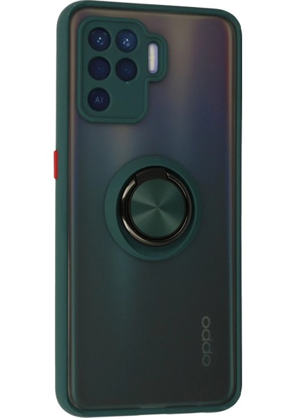 Newface Oppo Reno 5 Lite Kılıf Montreal Yüzüklü Silikon Kapak - Yeşil fiyatları