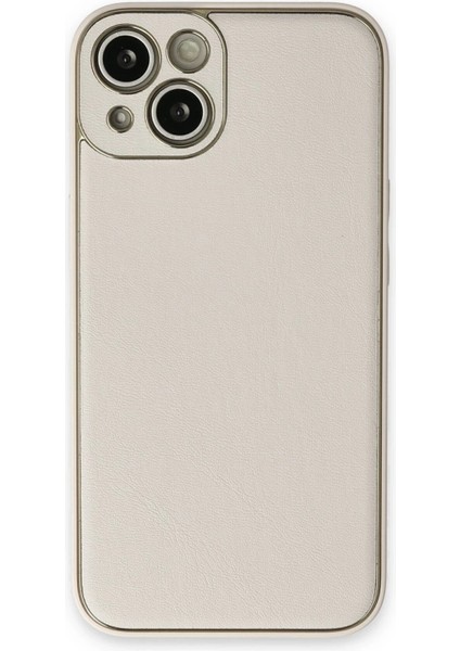 Newface iPhone 14 Plus Kılıf Coco Deri Silikon Kapak - Beyaz