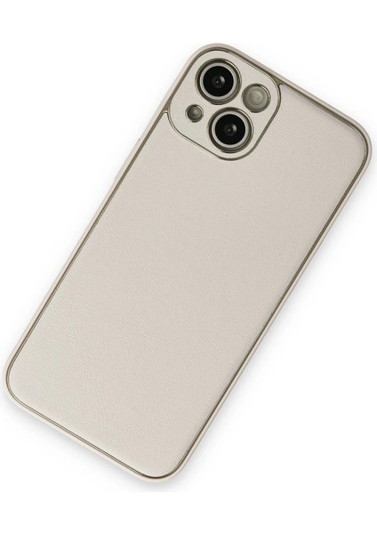 Newface iPhone 14 Plus Kılıf Coco Deri Silikon Kapak - Beyaz