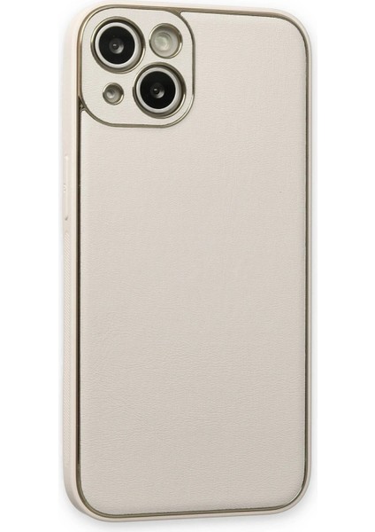Newface iPhone 14 Plus Kılıf Coco Deri Silikon Kapak - Beyaz