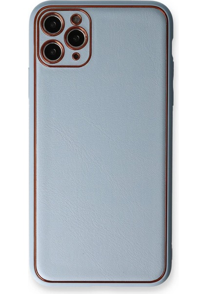 Newface iPhone 11 Pro Kılıf Coco Deri Silikon Kapak - Açık Mavi
