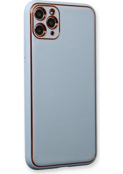 Newface iPhone 11 Pro Kılıf Coco Deri Silikon Kapak - Açık Mavi