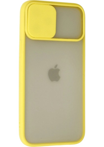 Newface iPhone 12 Pro Max Kılıf Palm Buzlu Kamera Sürgülü Silikon - Sarı