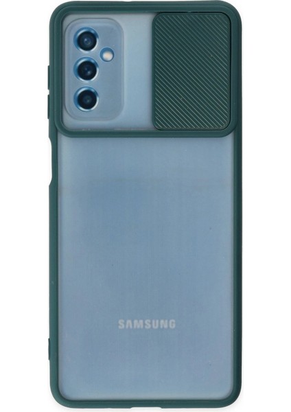Newface Samsung Galaxy M52 5g Kılıf Palm Buzlu Kamera Sürgülü Silikon - Yeşil