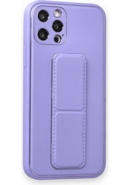 Newface iPhone 12 Pro Kılıf Coco Deri Standlı Kapak - Koyu Lila