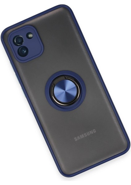 Newface Samsung Galaxy A03 Kılıf Montreal Yüzüklü Silikon Kapak - Lacivert modelleri