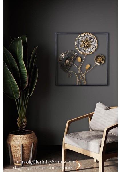 Elite Doreart Flower Metal Duvar Tablosu, Ev Ofis Duvar Panosu 1 Adet