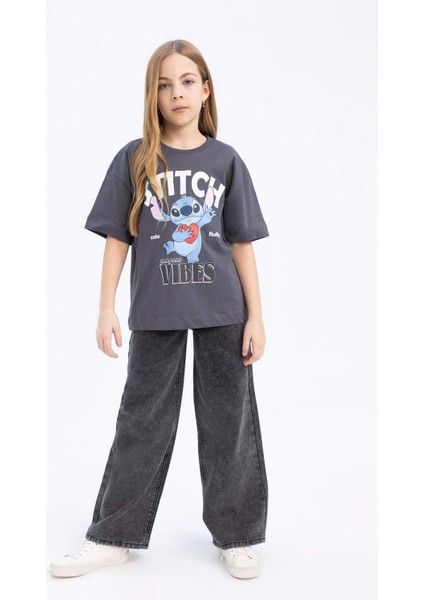 Kız Çocuk Disney Lilo & Stitch Oversize Geniş Kalıp Bisiklet Yaka Kısa Kollu Tişört E0481A825SP indirimleri