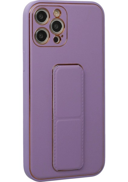 Newface iPhone 12 Pro Kılıf Coco Deri Standlı Kapak - Lila