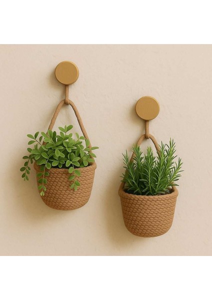 Elite Std Sepet Kahverengi Mini Dekoratif 2'li Saksılık Çiçeklik 12X10 cm Klasik(Bitkiler Dahil Değildir) 1 Adet