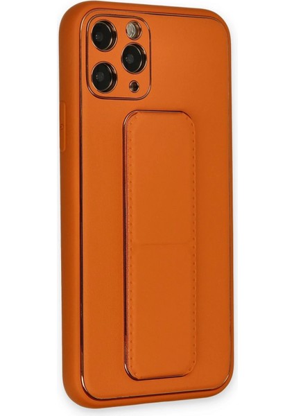 Newface iPhone 11 Pro Kılıf Coco Deri Standlı Kapak - Turuncu