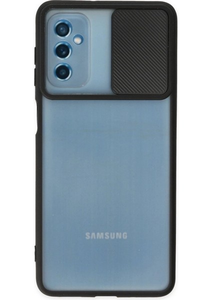 Newface Samsung Galaxy M52 5g Kılıf Palm Buzlu Kamera Sürgülü Silikon - Siyah