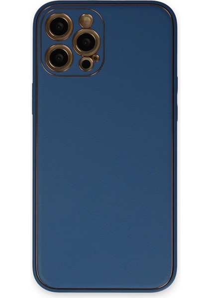 Newface iPhone 12 Pro Max Kılıf Coco Deri Silikon Kapak - Açık Mavi