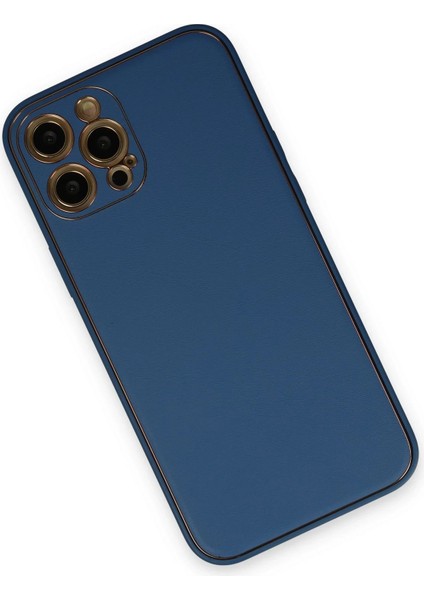 Newface iPhone 12 Pro Max Kılıf Coco Deri Silikon Kapak - Açık Mavi