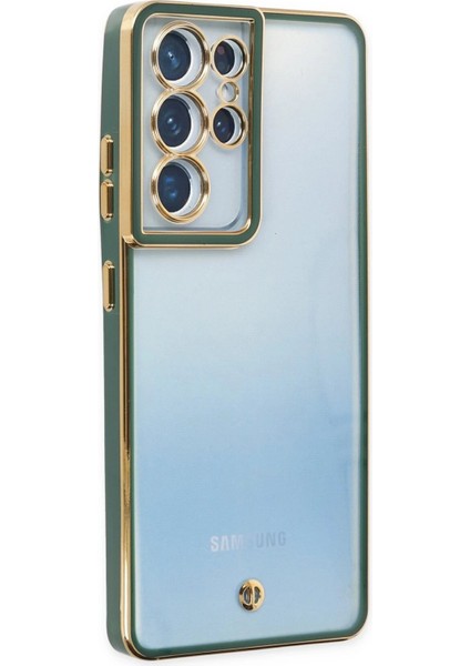 Newface Samsung Galaxy S21 Ultra Kılıf Liva Lens Silikon - Yeşil