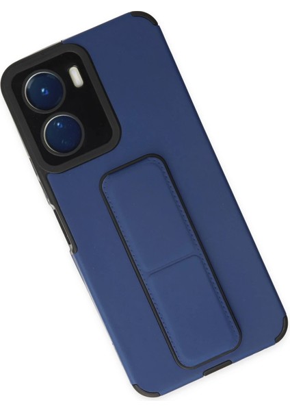 Newface Vivo Y16 Kılıf Mega Standlı Silikon - Mavi modelleri