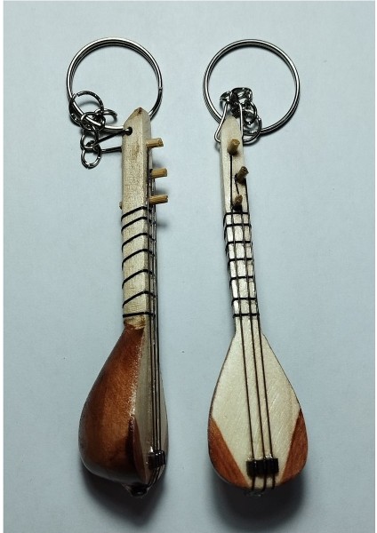 Elite 2 Adet Ahşap Bağlama Saz Anahtarlık 1 Adet