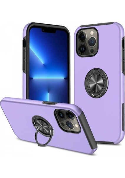 Newface iPhone 13 Pro Max Kılıf Elit Yüzüklü Kapak - Mor