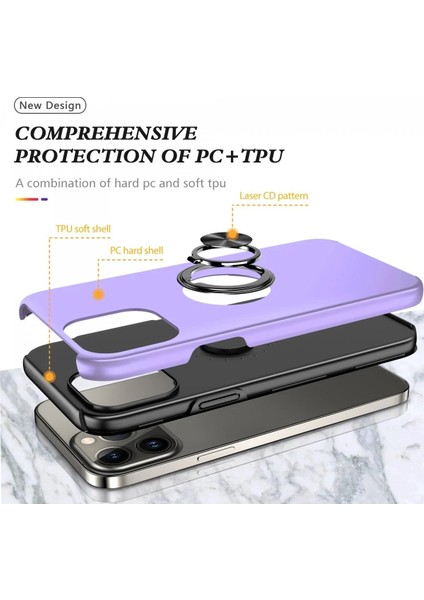 Newface iPhone 13 Pro Max Kılıf Elit Yüzüklü Kapak - Mor