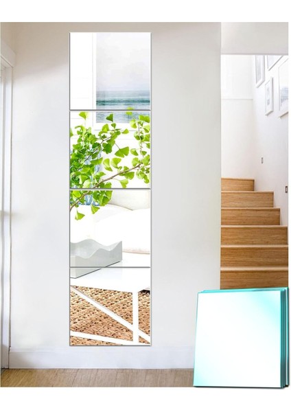 Elite 25X25 Kare 4'lü Rodajlı 4mm Gerçek Ayna Yapışkanlı 1 Adet