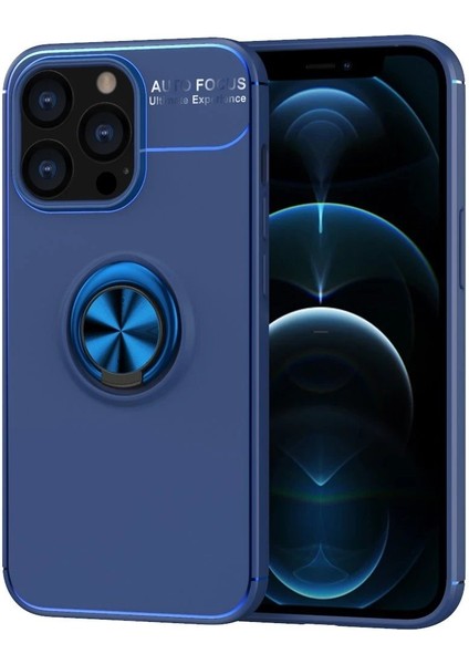 Newface iPhone 13 Pro Kılıf Range Yüzüklü Silikon - Mavi