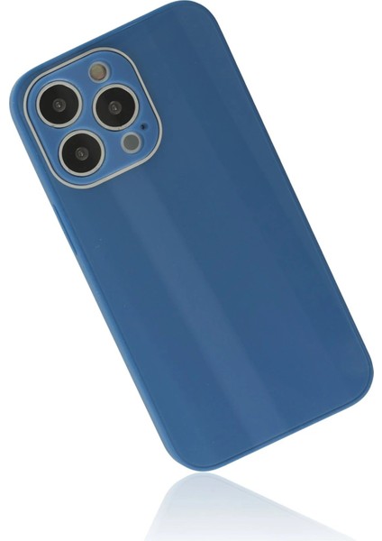 Newface iPhone 14 Pro Max Kılıf Glass Kapak - Mavi