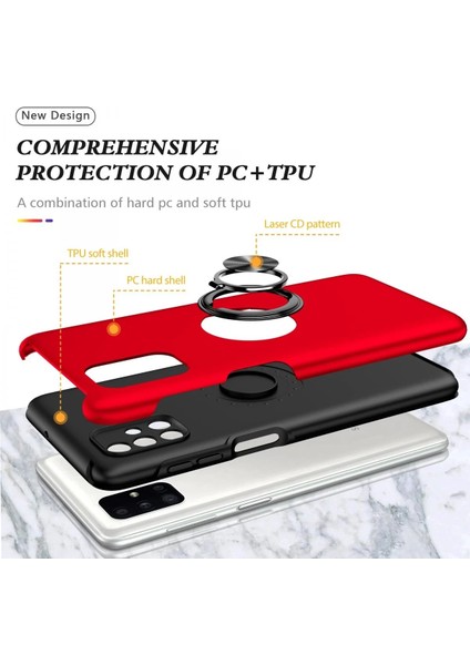 Newface Samsung Galaxy M51 Kılıf Elit Yüzüklü Kapak - Kırmızı fiyatları