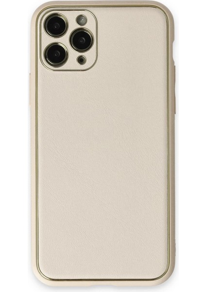 Newface iPhone 11 Pro Max Kılıf Coco Deri Silikon Kapak - Beyaz