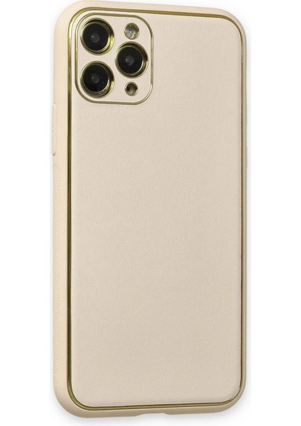 Newface iPhone 11 Pro Max Kılıf Coco Deri Silikon Kapak - Beyaz
