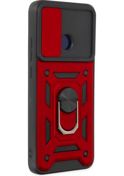 Newface Xiaomi Redmi 10C Kılıf Pars Lens Yüzüklü Silikon - Kırmızı