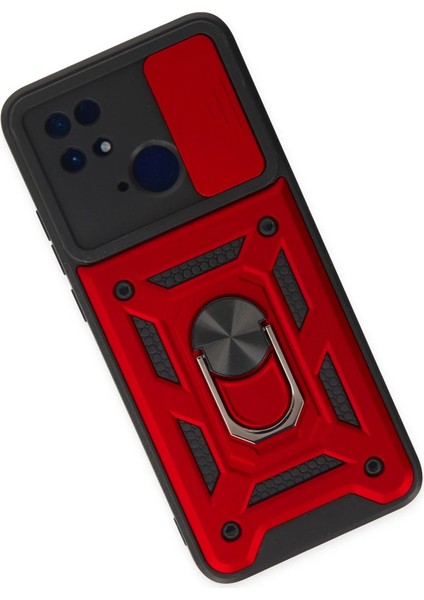 Newface Xiaomi Redmi 10C Kılıf Pars Lens Yüzüklü Silikon - Kırmızı