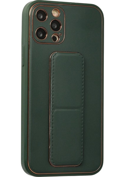 Newface iPhone 12 Pro Kılıf Coco Deri Standlı Kapak - Yeşil