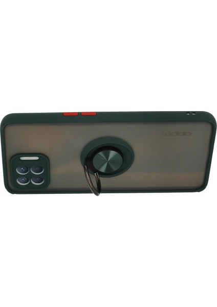 Newface Oppo Reno 4 Lite Kılıf Montreal Yüzüklü Silikon Kapak - Yeşil modelleri