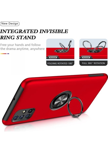 Newface Samsung Galaxy M51 Kılıf Elit Yüzüklü Kapak - Kırmızı modelleri