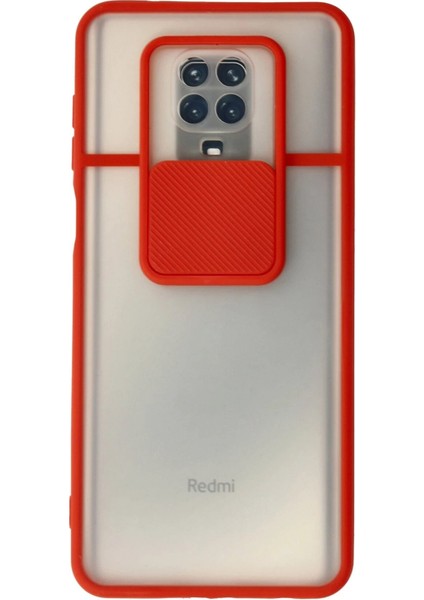 Newface Xiaomi Redmi Note 9 Pro Kılıf Palm Buzlu Kamera Sürgülü Silikon - Kırmızı