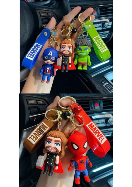 Elite Büyük Boy Süperman Thor Kaptan Amerika Demir Adam Marvel 3D Silikon Anahtarlık ve Çanta Süsü 1 Adet 1 Adet