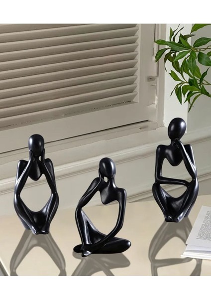 Elite Sessizlik Üçlüsü – Modern Minimalist Düşünen Figürler Seti 1 Adet