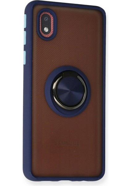Newface Samsung Galaxy A01 Core Kılıf Montreal Yüzüklü Silikon Kapak - Lacivert fiyatları