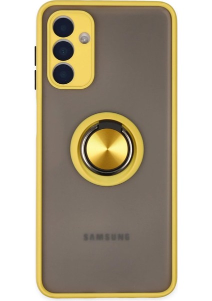 Newface Samsung Galaxy A04S Kılıf Montreal Yüzüklü Silikon Kapak - Sarı