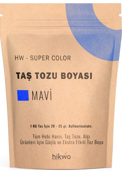 Elite Hw - Toz Boya - Taş Tozu Boyası - Hobi Harcı Boyası - Mum Boyası 100 gr - Mavi 1 Adet