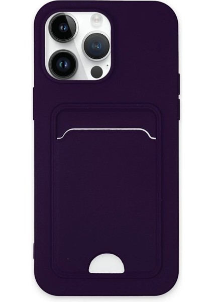 Newface iPhone 14 Pro Max Kılıf Kelvin Kartvizitli Silikon - Derin Mor