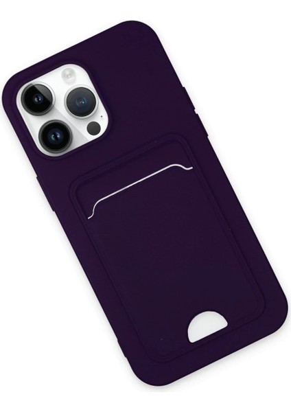 Newface iPhone 14 Pro Max Kılıf Kelvin Kartvizitli Silikon - Derin Mor