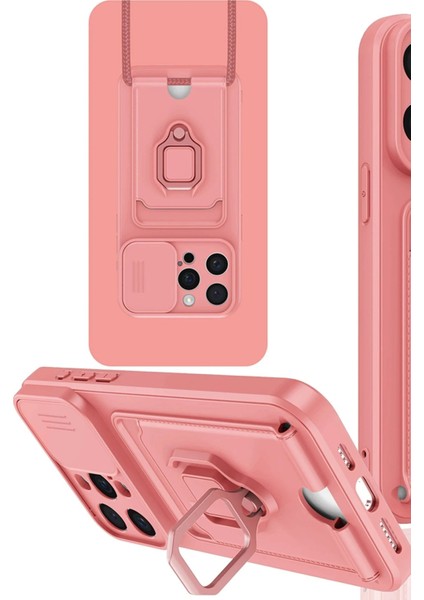 Newface iPhone 15 Pro Max Kılıf Zuma Kartvizitli Yüzüklü Silikon - Pembe