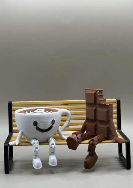 Elite Sevimli Mutfak Masa Dekor / Bank Üzerinde Çikolata ve Espresso Biblo Seti / 3'lü Dekoratif Figür 1 Adet