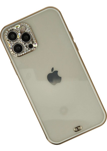 Newface iPhone 12 Pro Max Kılıf Liva Taşlı Silikon - Beyaz modelleri