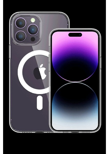 Newface iPhone 15 Pro Kılıf Tron Şeffaf Magsafe Kapak - Şeffaf
