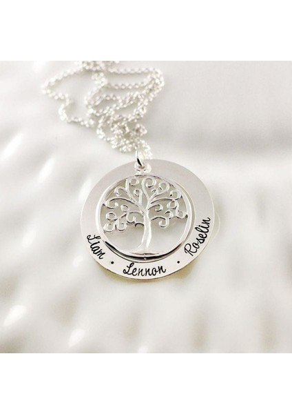 Hayat Ağacı Kolye Isimli Gümüş Kişiye Özel
