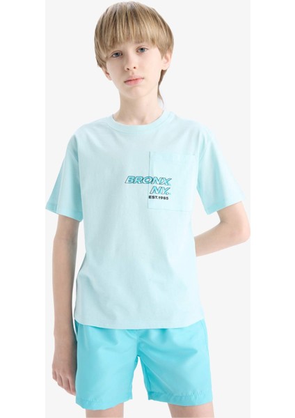 Erkek Çocuk Bisiklet Yaka Baskılı Kısa Kollu Tişört E0098A825SM fırsatları